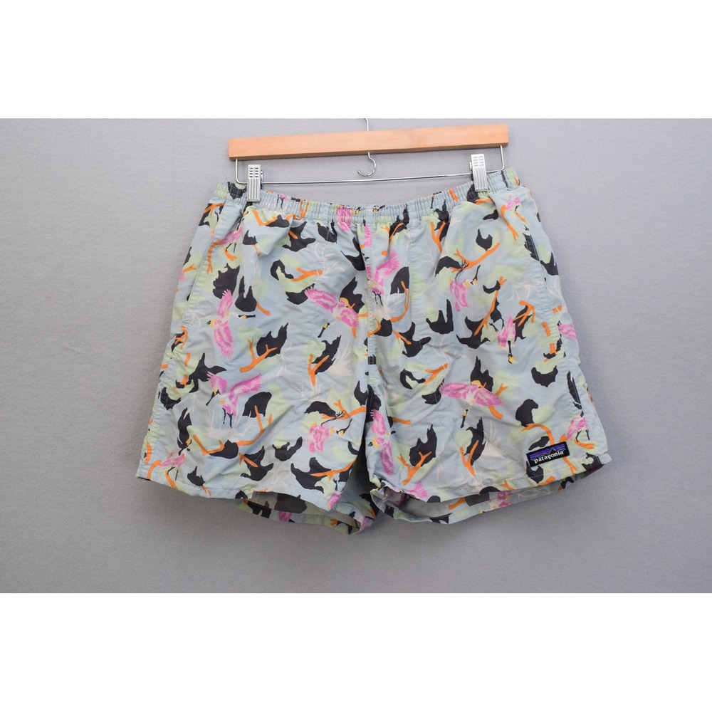 Patagonia Baggies 5" Large Blue Spoonbills Bird Print Shorts 57021 SP21 Mens
